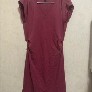 Athleta Burgundy V-Neck Dress